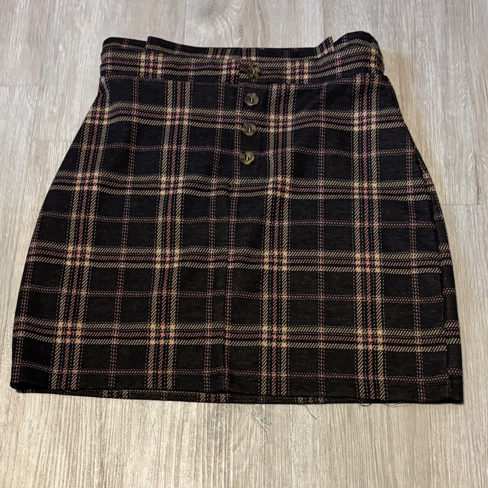 Ardene Black‎ and Pink Plaid Mini Skirt